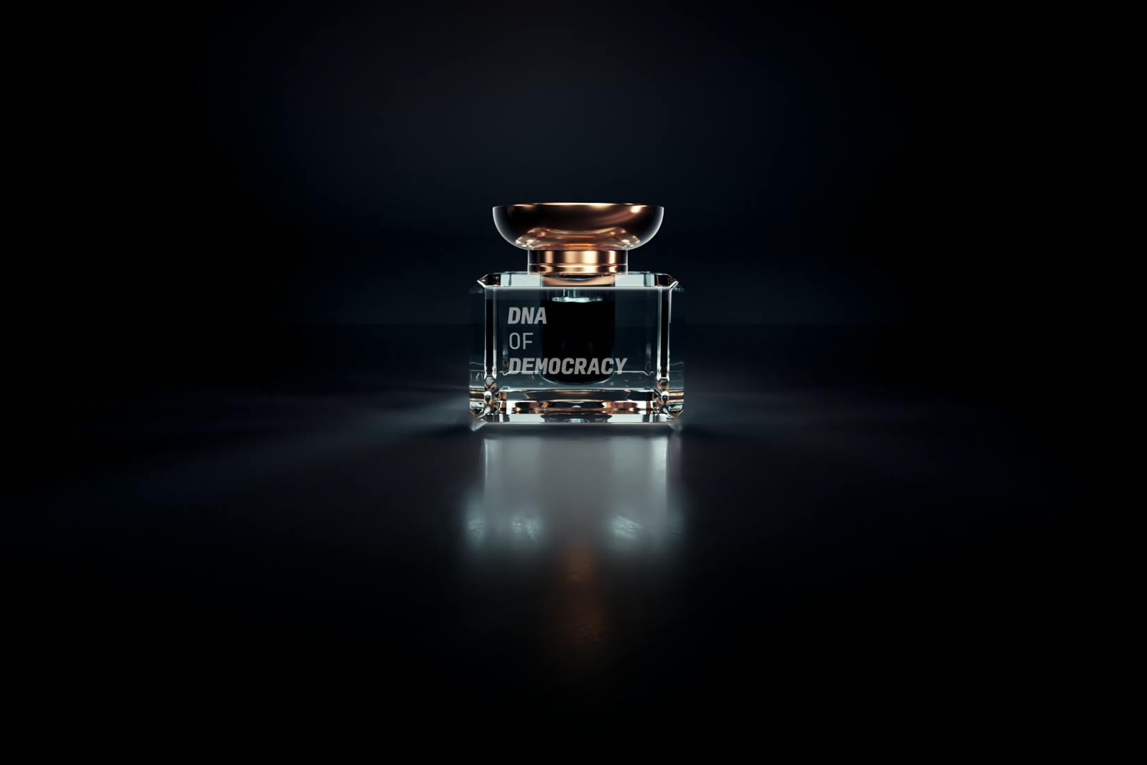 Ein Tintenfass mit der „DNA of Democracy“-Tinte.