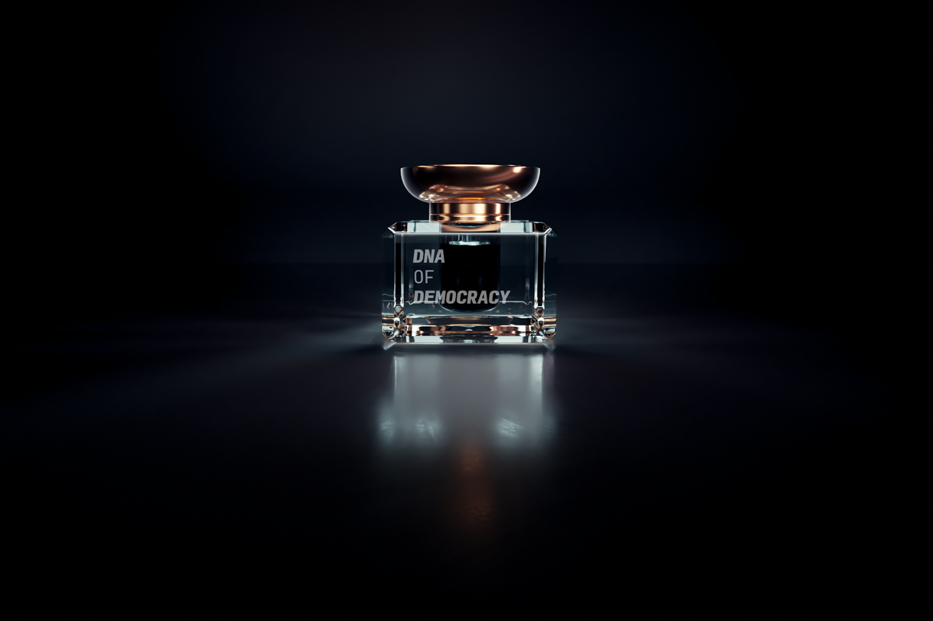 Ein Tintenfass mit der „DNA of Democracy“-Tinte.