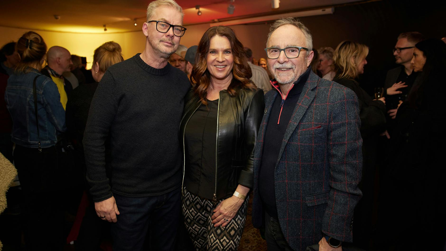 Waren bei der Karat-Party dabei: Musik-Produzent Ingo Politz, Katarina Witt und Moderator Jürgen Karney.