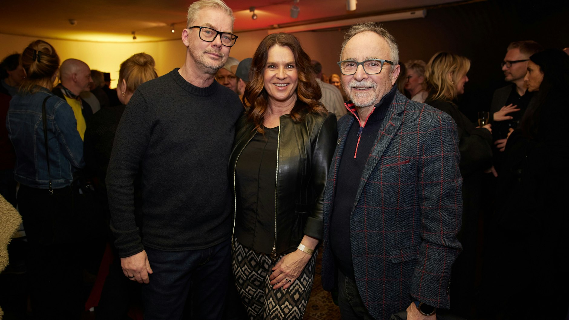 Waren bei der Karat-Party dabei: Musik-Produzent Ingo Politz, Katarina Witt und Moderator Jürgen Karney.