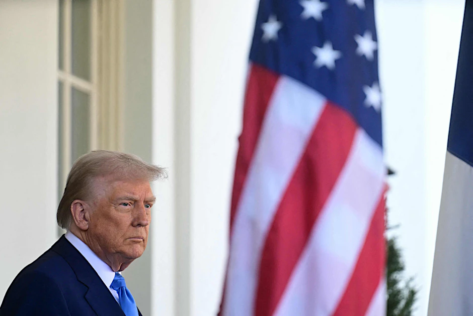 US-Präsident Donald Trump kurz vor seinem Treffen mit seinem französischen Amtskollegen Emmanuel Macron