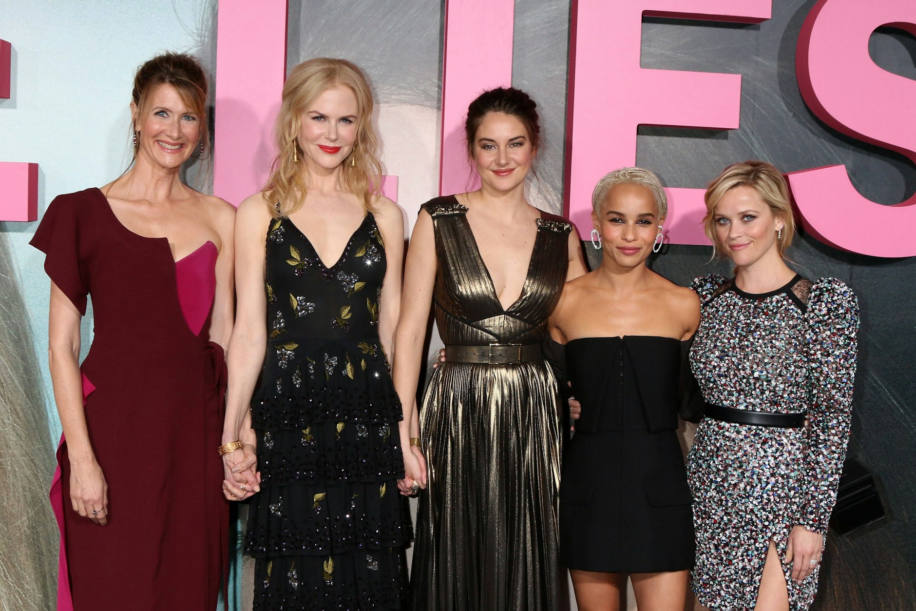 Die Schauspielerinnen der Serie „Big Little Lies“: Laura Dern, Nicole Kidman, Shailene Woodley, Zoe Kravitz und Reese Witherspoon.