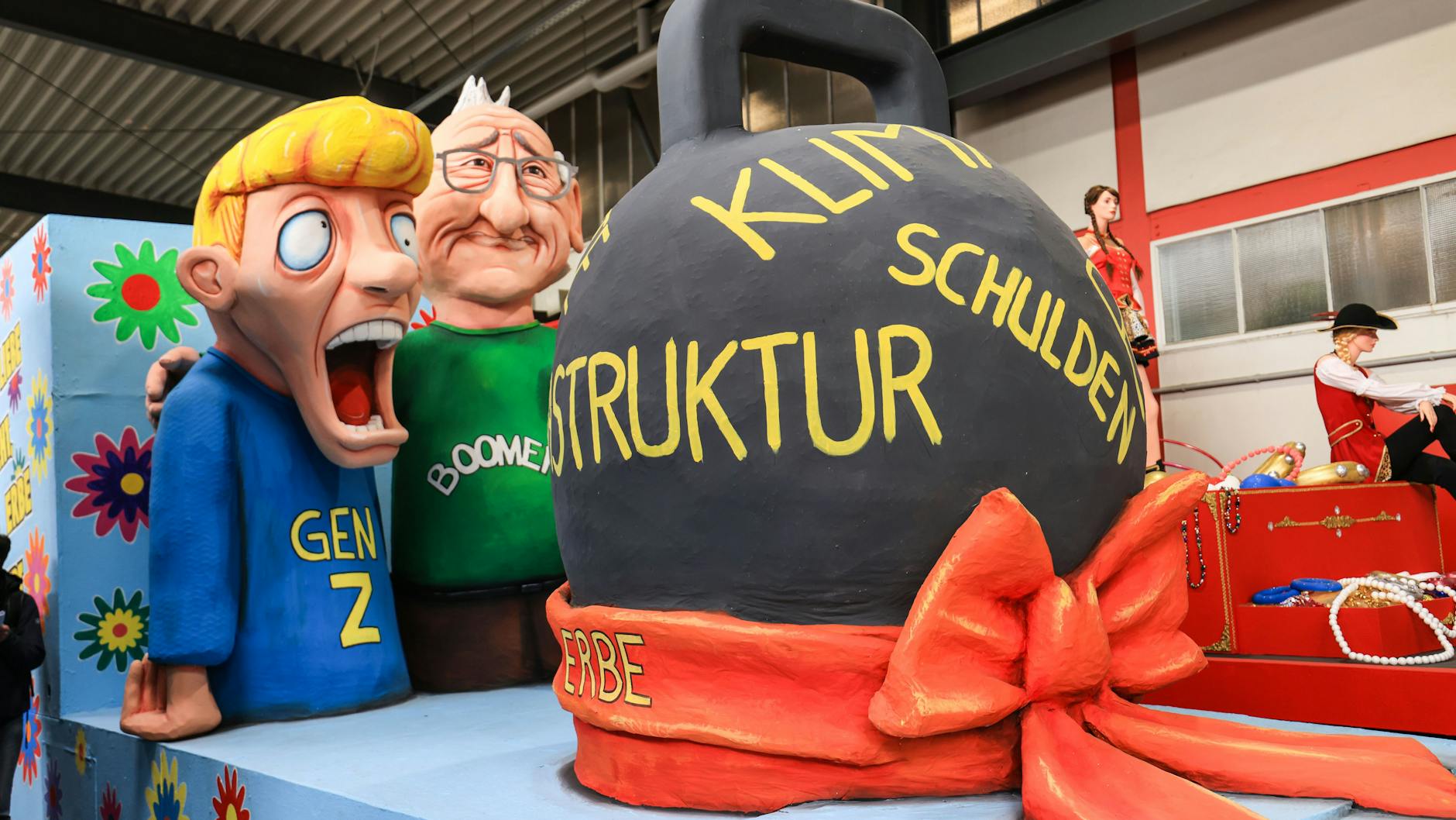 Schweres Erbe: Auch der Generationenkonflikt ist Thema beim Kölner Rosenmontagszug.