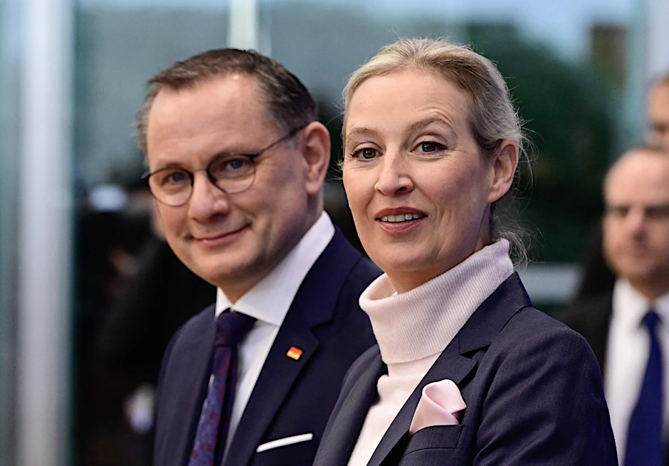 Sie bleiben auf Wunsch der Fraktion die Doppelspitze der AfD: Alice Weidel und Tino Chrupalla.