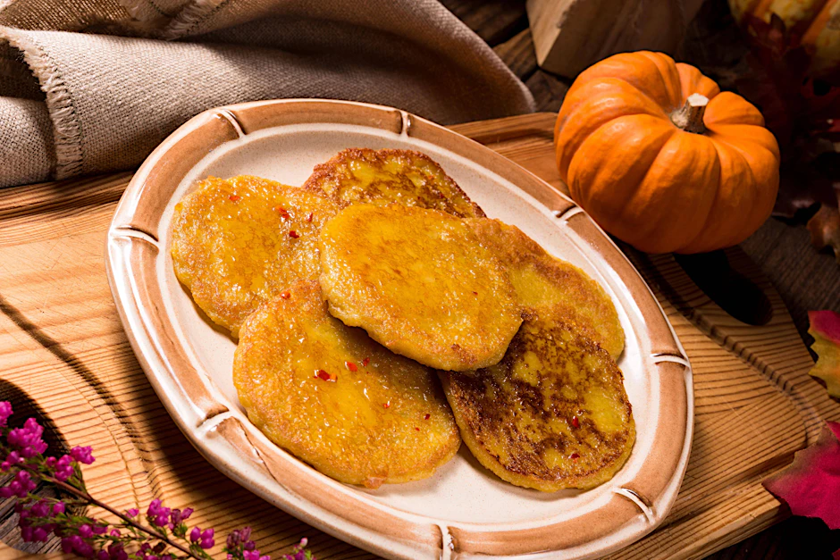 Die Kürbis-Kartoffelpuffer sind in wenigen Minuten fertig gebraten, am besten genießt man sie gleich danach richtig heiß.