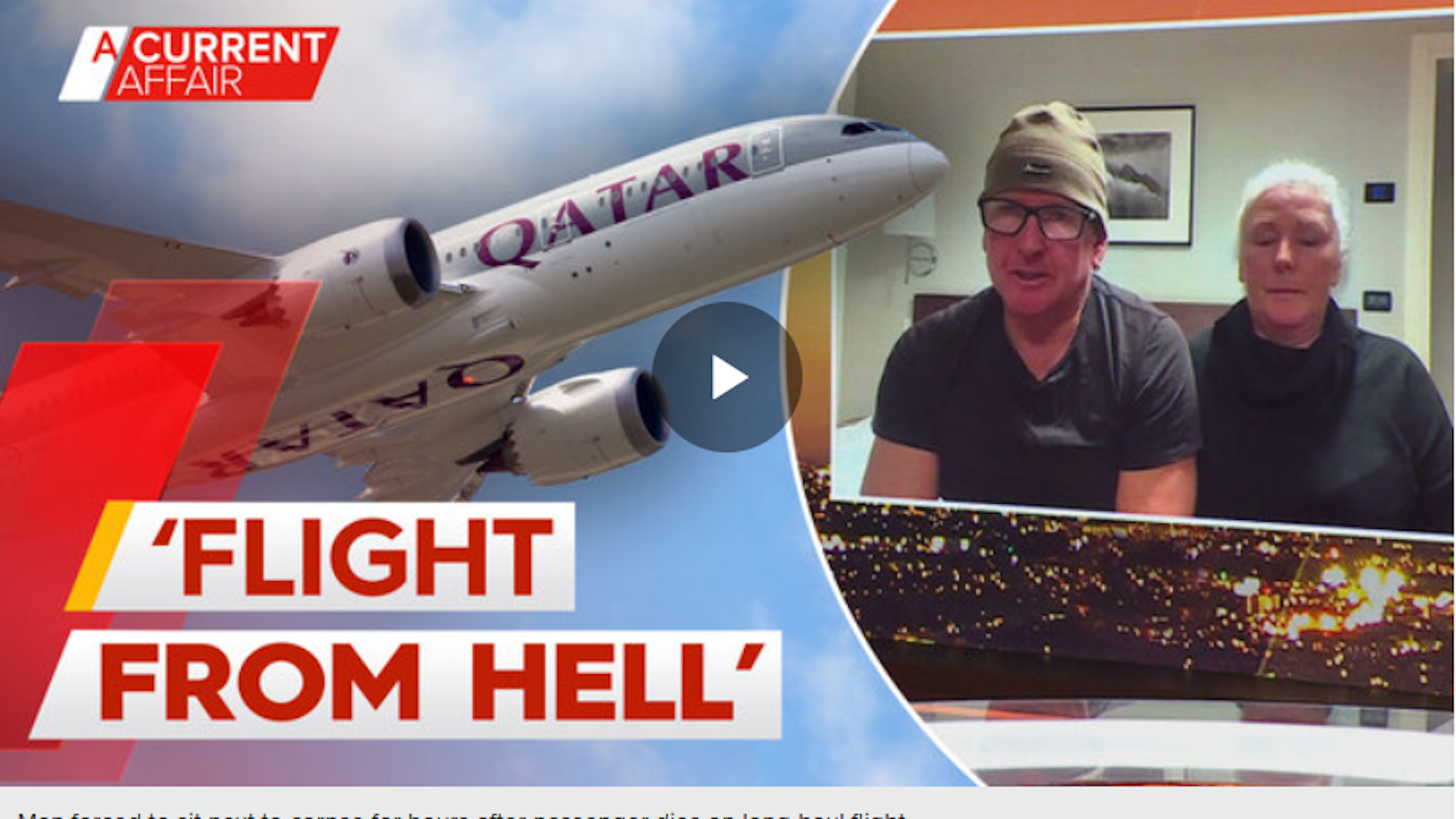 Beim Sender A Current Affair berichteten Mitchell Ring und Jennifer Colin von ihrem Horror im Flugzeug.