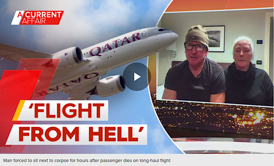 Das Paar aus Australien flog mit Qatar Airways. Auf dem Flug von Melbourne nach Doha starb eine Frau im Flieger.