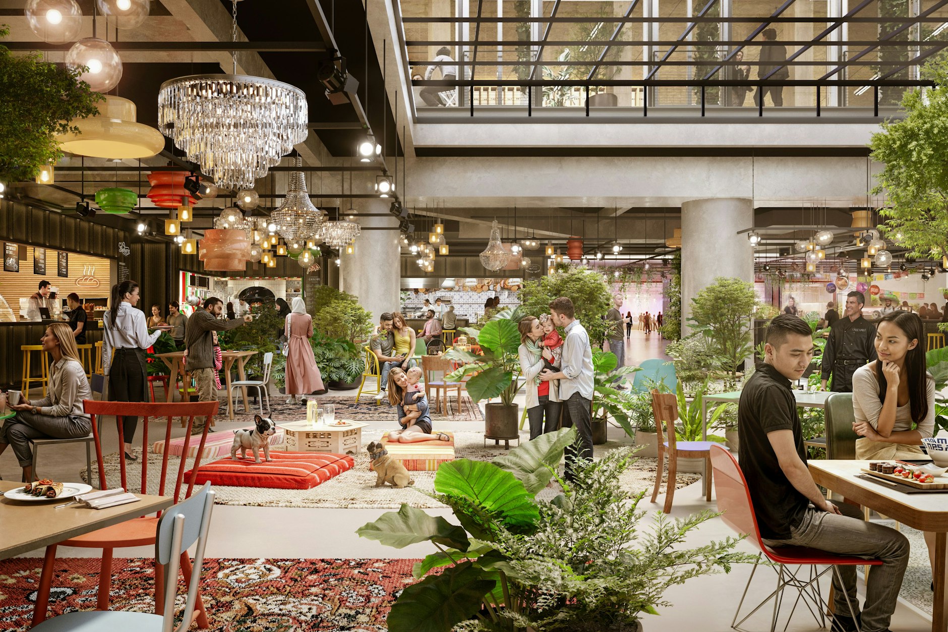 Viel Platz für Essen: Die Visualisierung zeigt die neue Kalle Halle in Neukölln.