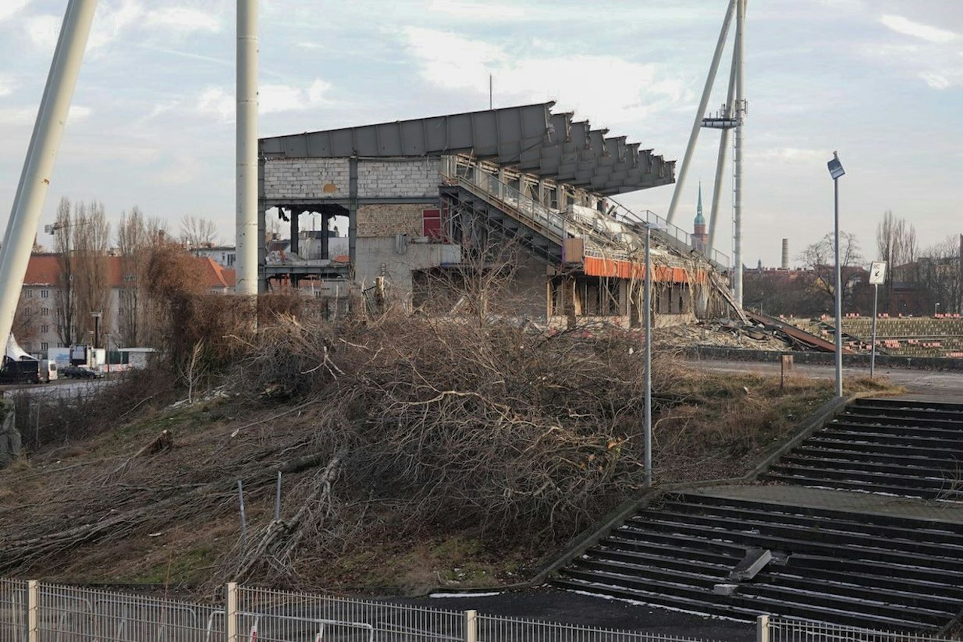 Gerodete Vegetation am Pankower Jahn-Stadion.