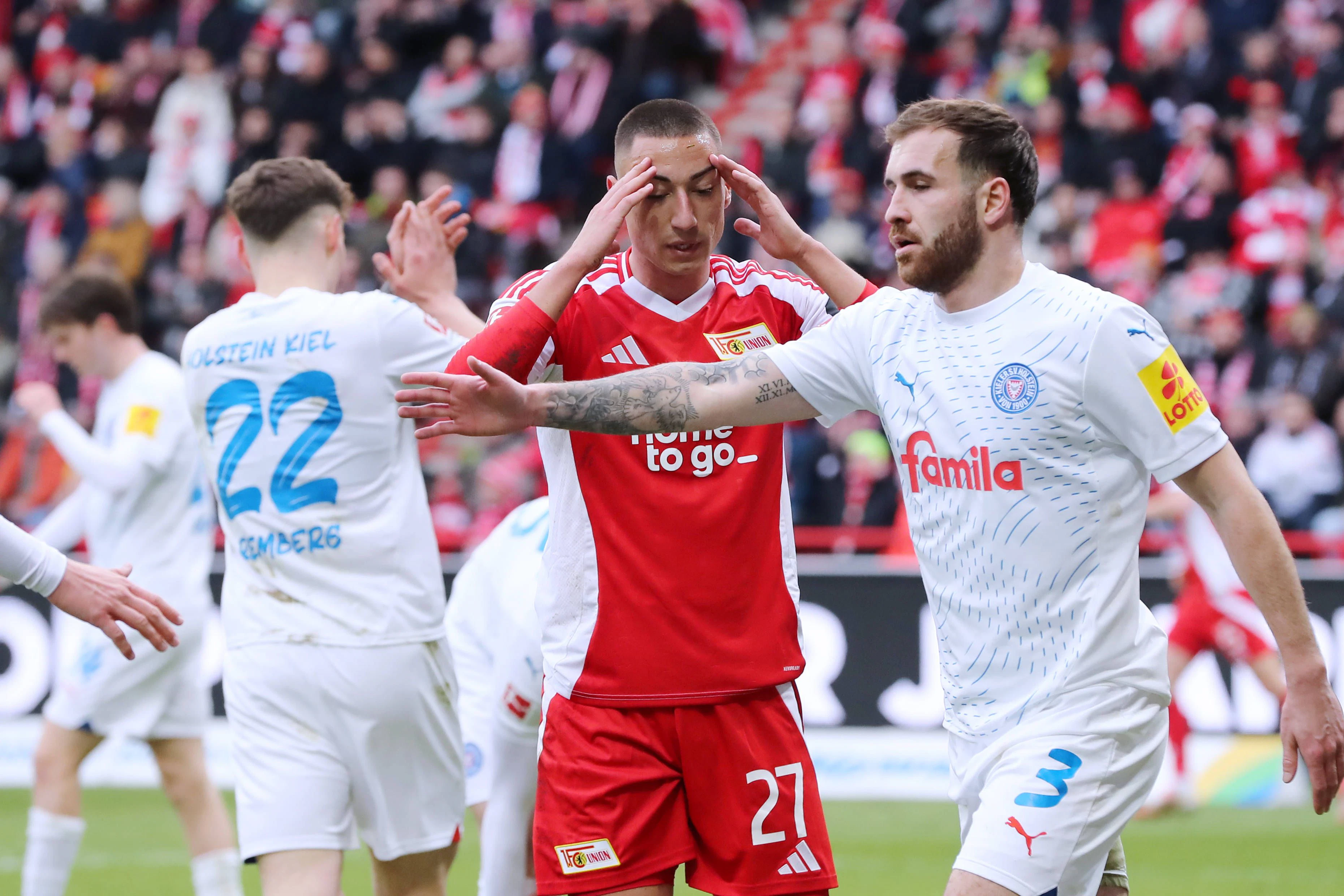 Stürmer Marin Ljubicic feierte seine Startelf-Premiere für den 1. FC Union gegen Kiel. Mit den vielen Flanken konnte der 1,83 Meter große Mittelstürmer nichts anfangen.
