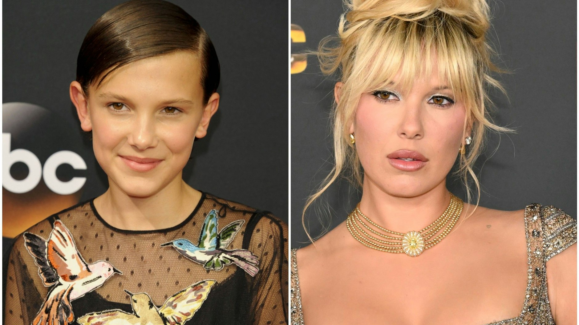 Millie Bobby Brown  im September 2019 und im Februar 2025.