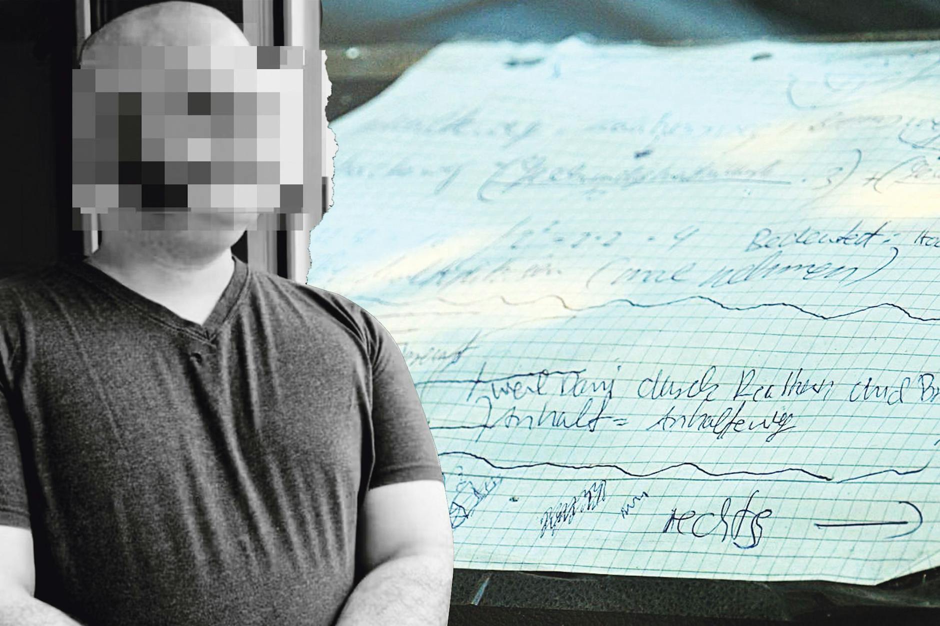 Im Cockpit des Autos von Alexander S. lag ein Zettel, darauf wilde Kritzeleien mit Kugelschreiber. Ist das sein mörderischer Plan?