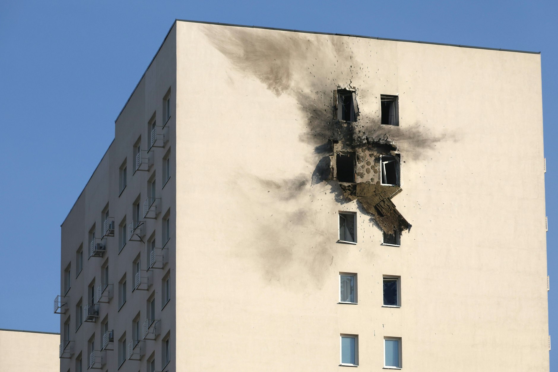Beschädigtes Gebäude in Moskau.