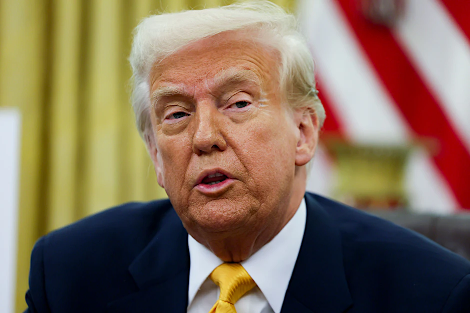 US-Präsident Donald Trump hält eine Rede im Oval Office des Weißen Hauses.