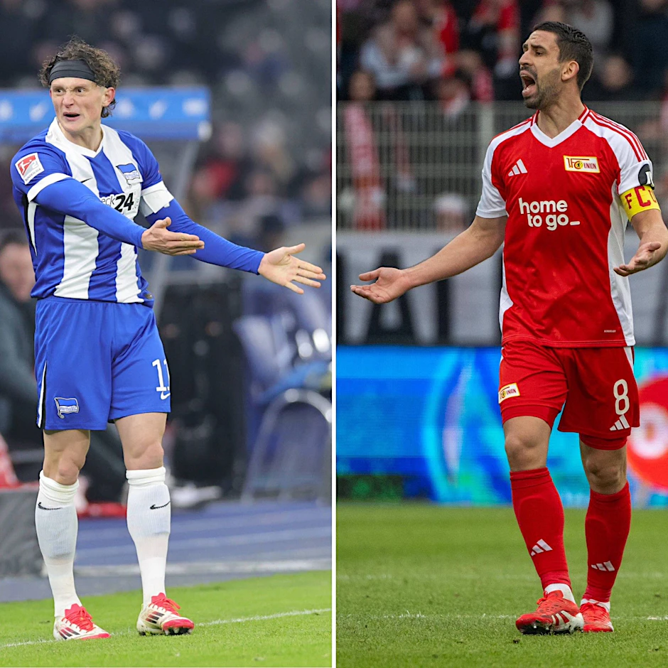 Fußball sorgt in Berlin sowohl bei Fabian Reese (l.) und Hertha BSC als auch beim 1. FC Union und Rani Khedira derzeit für verdammt viel Frust.