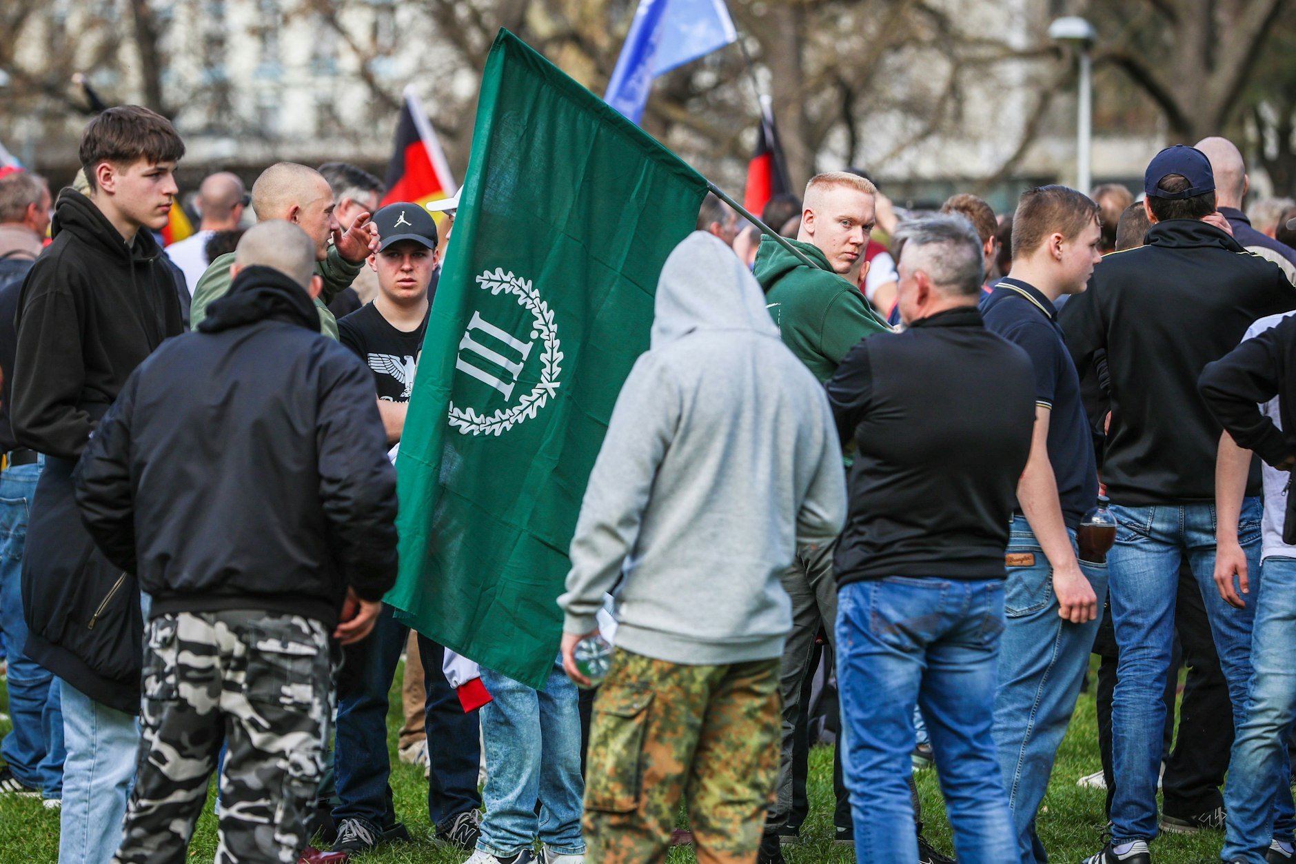 Anhänger des „Dritten Wegs“ bei einer Demo in Süddeutschland. In Berlin hat die Kleinstpartei einen eigenen Ableger.