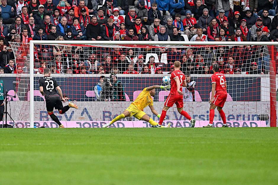 Stürmer Andrej Ilic trifft in der 48. Minute eiskalt zum 2:1-Siegtreffer für Union beim SC Freiburg.
