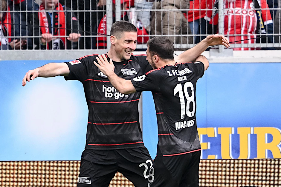 Schon wieder ein Grund zum Jubeln: Unions Andrej Ilic (l.) und Josip Juranovic