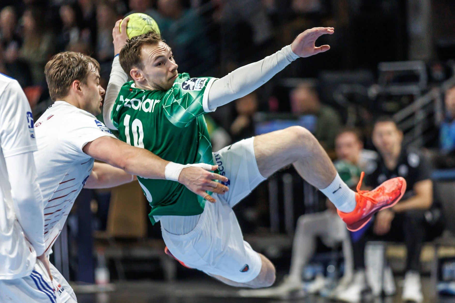Berlins Mathias Gidsel beim Torwurf. Der dänische Welthandballer ist für die Füchse einer der Trümpfe im Spiel gegen Kielce.