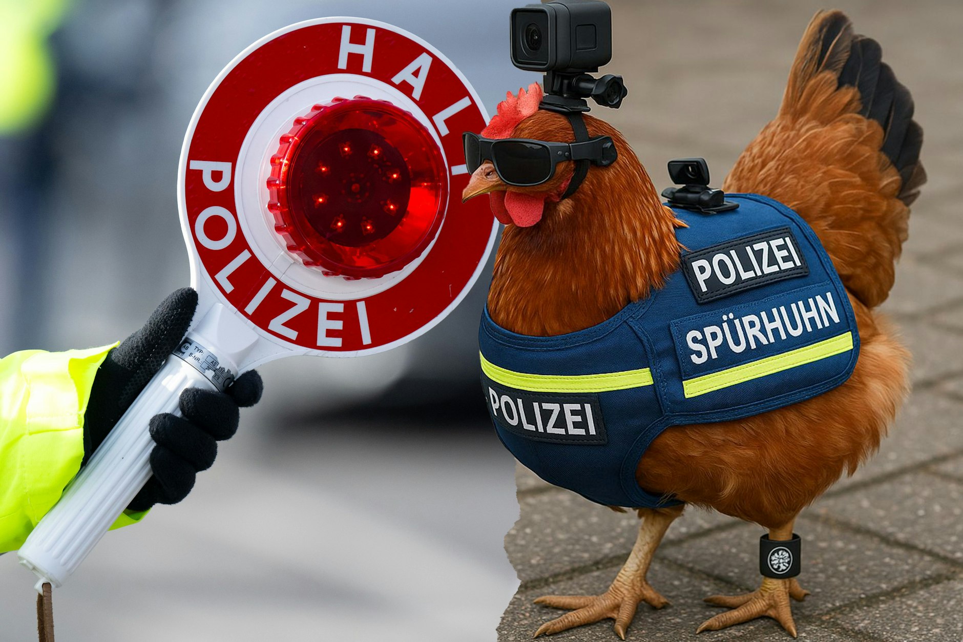 Drogenspürhuhn Henrietta soll zukünftig bei der Polizei Thüringen im Einsatz sein. Lustig und falsch: Es handelt sich bei dem Post auf X um einen Aprilscherz.