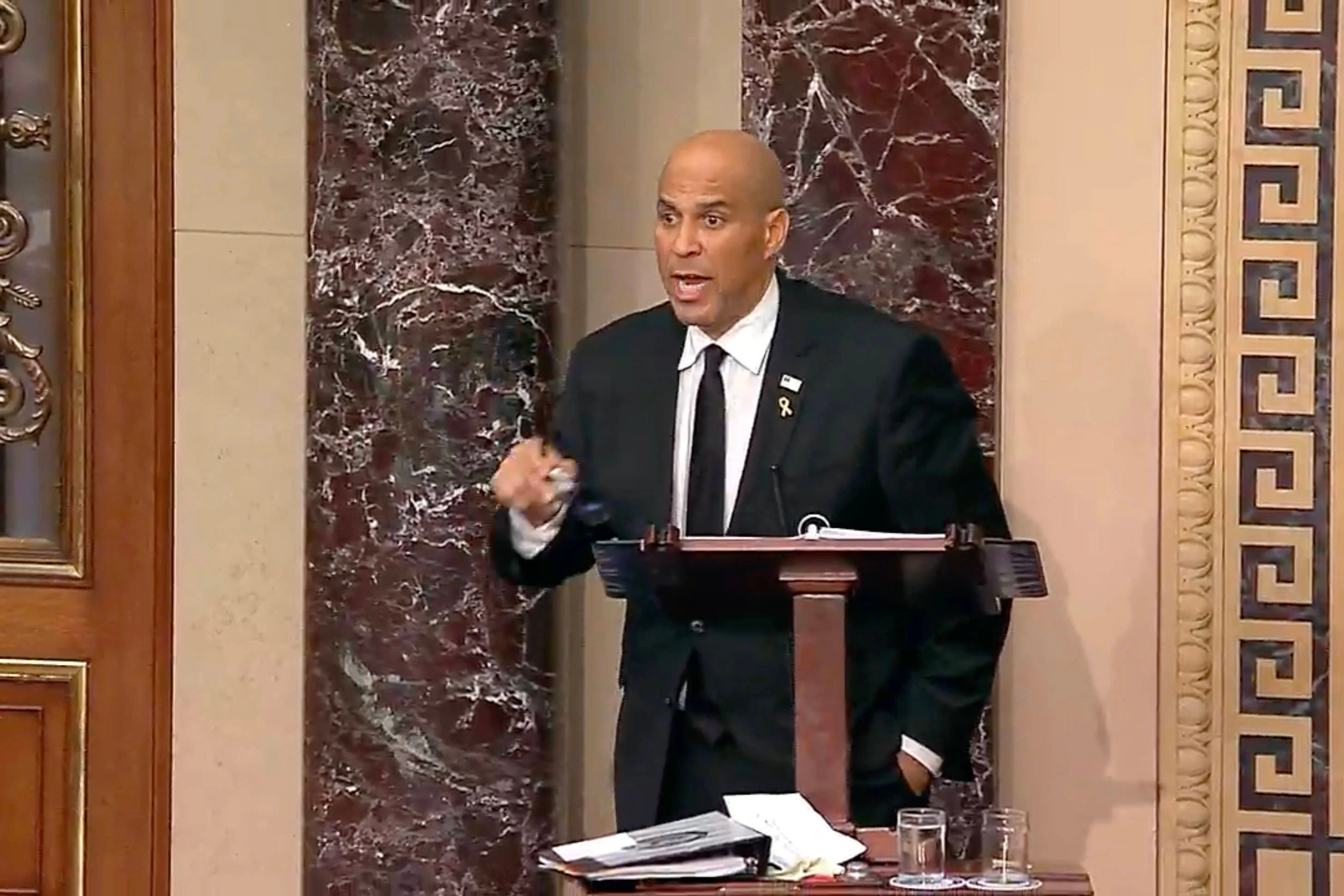 Senator Cory Booker während seiner Rekordrede im US-Kongress.