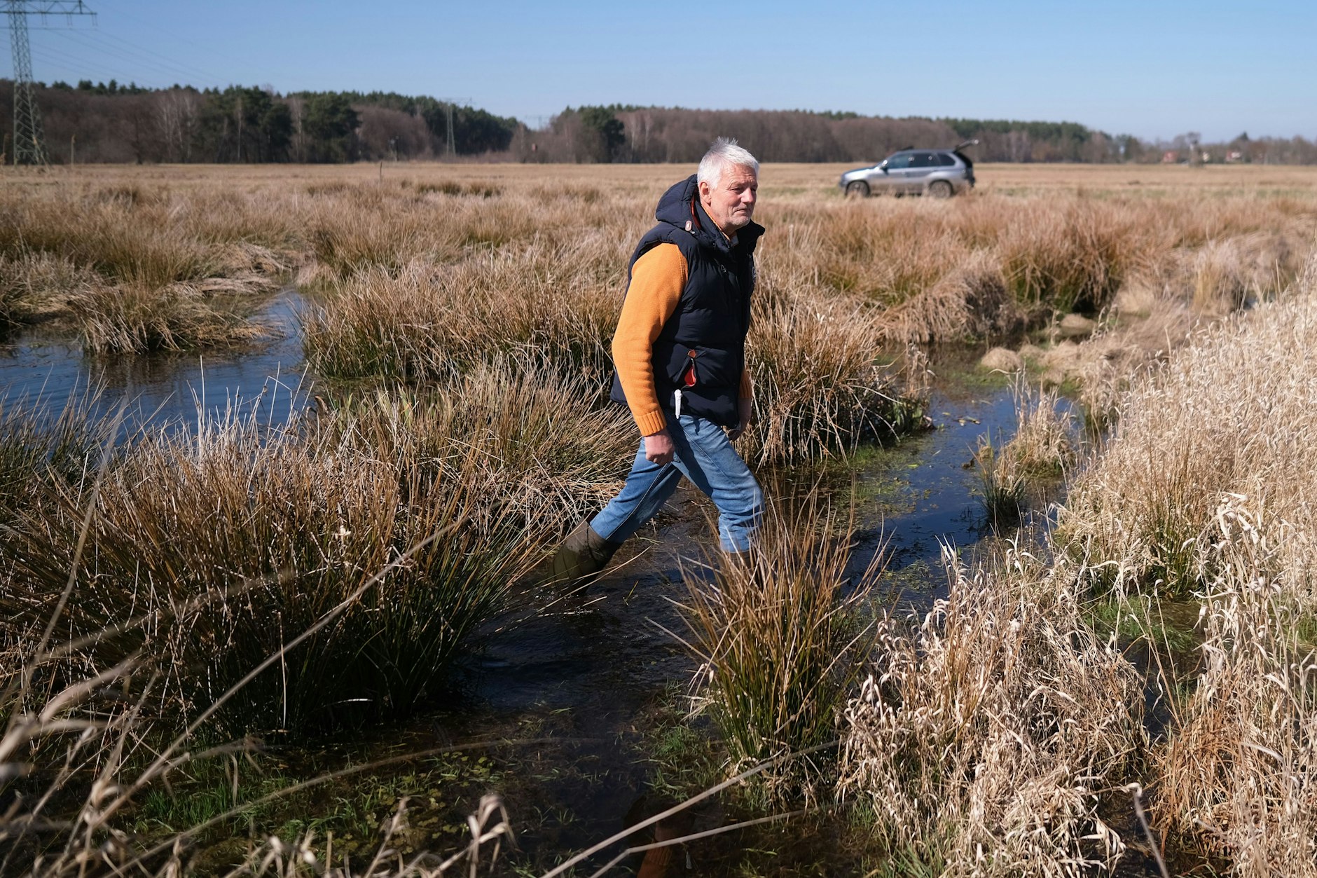 Volker Schmohl auf seinen Weiden: „Früher wurde hier Ackerbau betrieben, heute ist das Unland.“