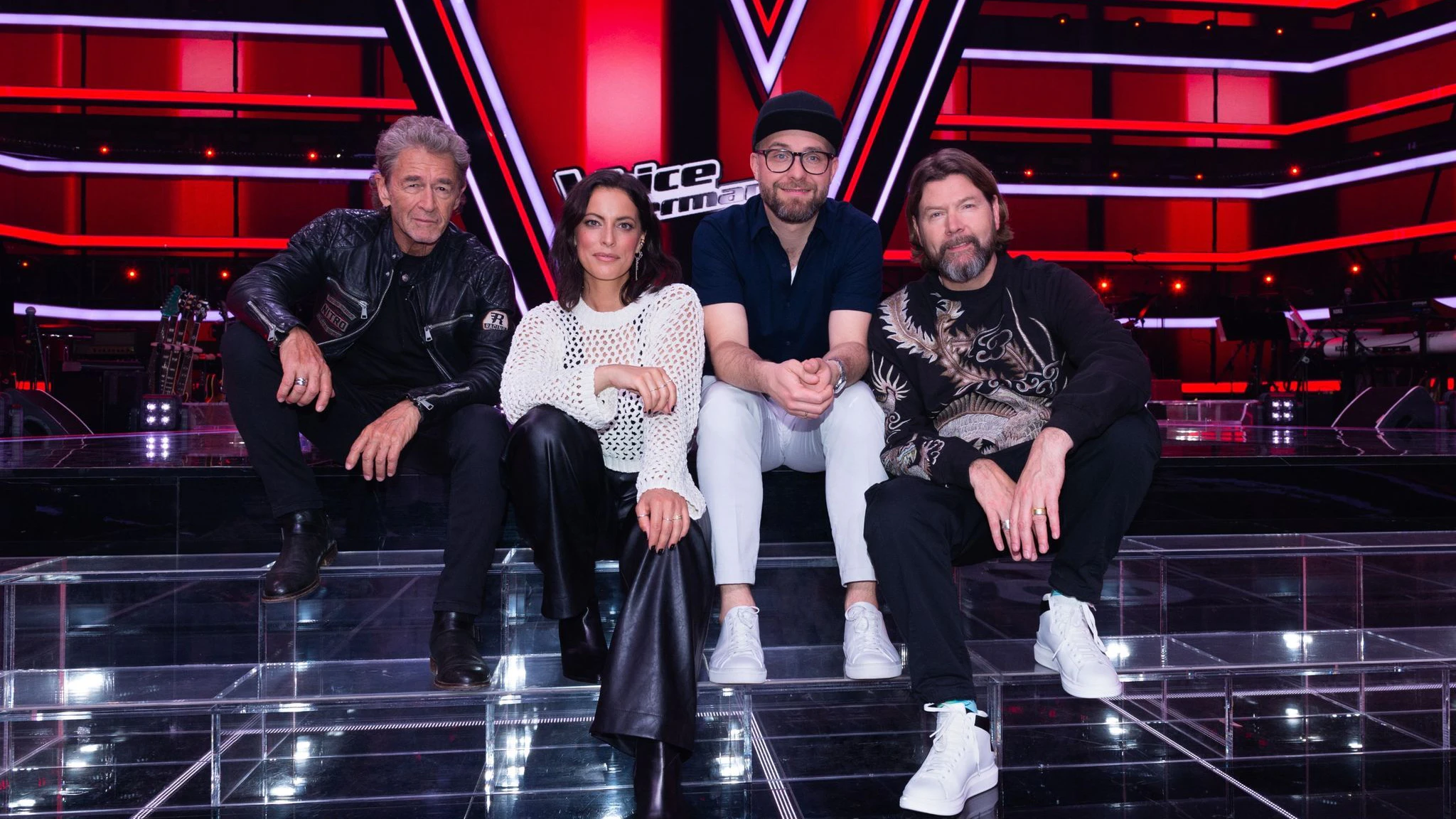 Rea Garvey (hier mit Peter Maffay, Stefanie Kloß und Mark Forster) trat auch schon als Coach bei „The Voice“ auf.