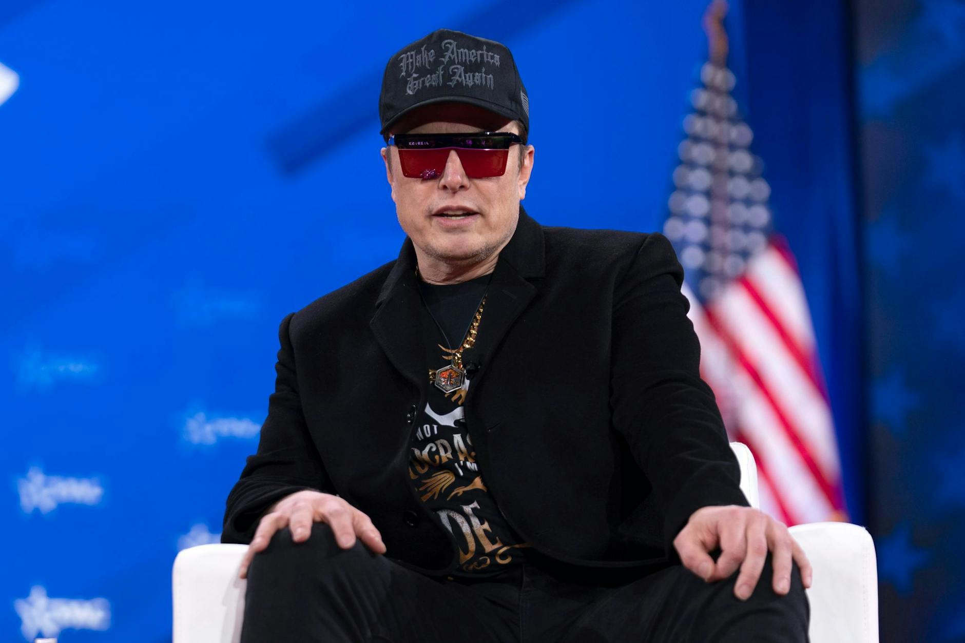 Elon Musk spricht auf der Conservative Political Action Conference (CPAC) im Gaylord National Resort & Convention Center.