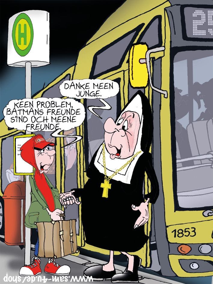 Zur Rubrik Witz des Tages gehört auch der Cartoon des Tages - und der kommt heute von Zeichner Sam Paff aus Berlin.
