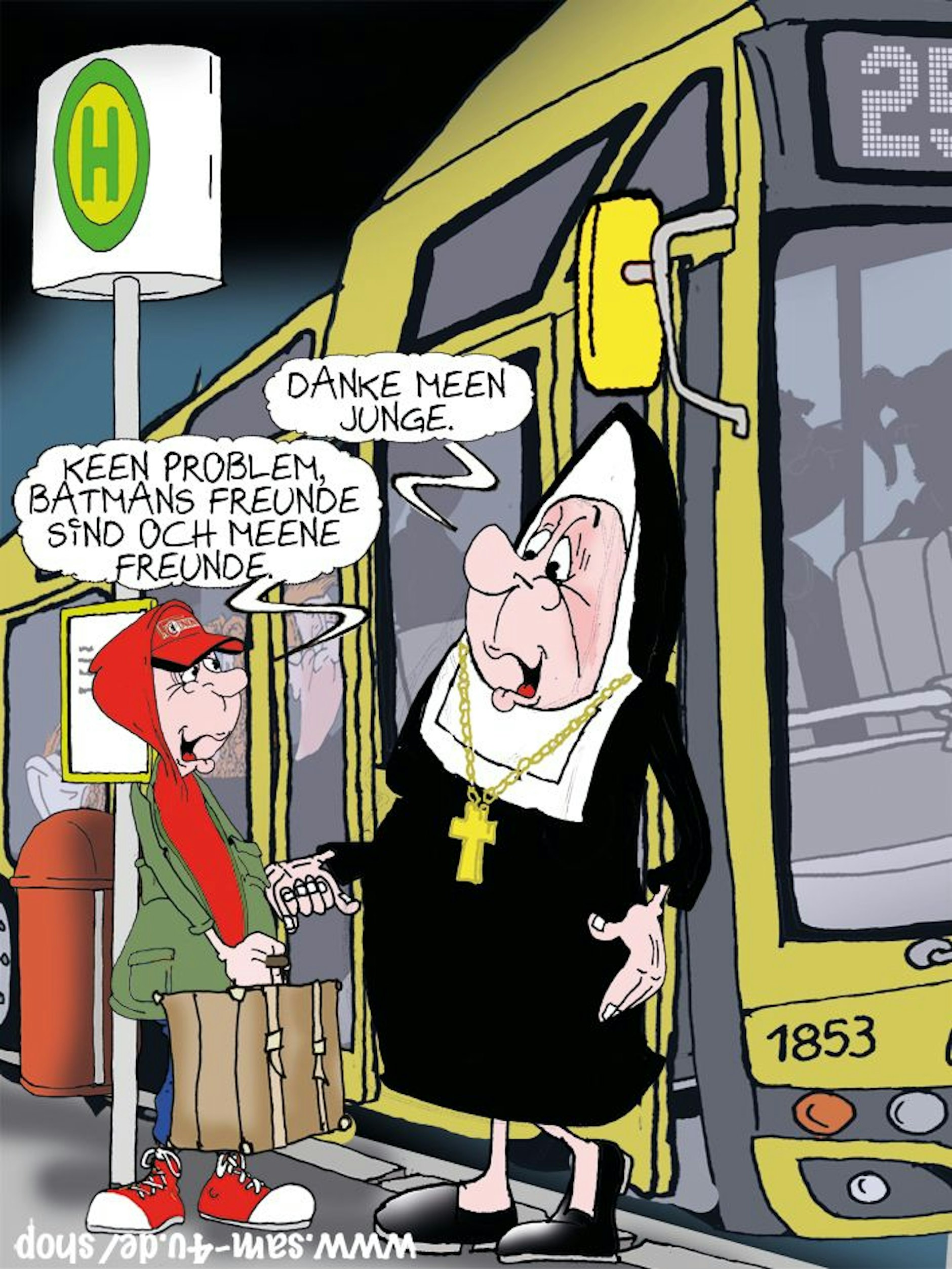 Zur Rubrik Witz des Tages gehört auch der Cartoon des Tages - und der kommt heute von Zeichner Sam Paff aus Berlin.