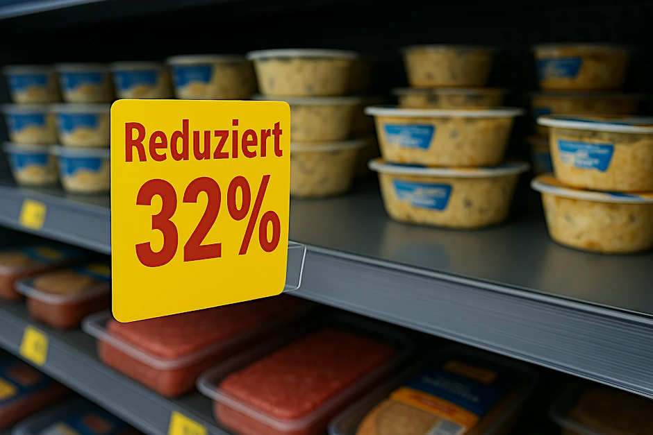 Reduzierte Ware im Kühlregal ist nicht immer die günstigste – auch wenn große Schilder den Anschein erwecken.