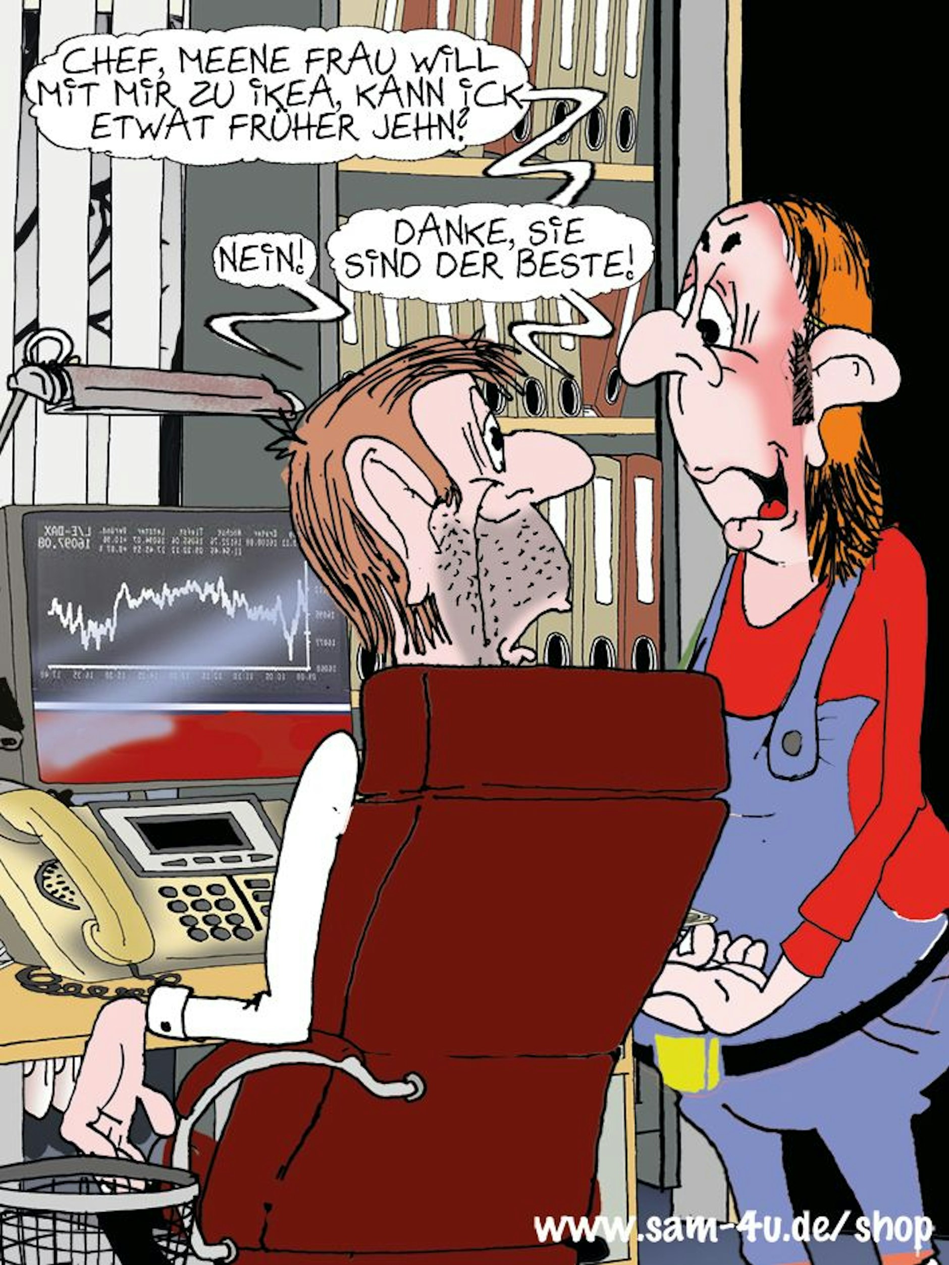 Der Cartoon des Tages stammt auch am Montag aus der Werkstatt unseres Zeichners Sam Paff aus Berlin.