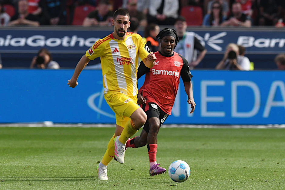 Rani Khedira (31) machte in Leverkusen sein 250. Bundesliga-Spiel (145 für den 1. FC Union). In Köpenick steht der Mittelfeldmann nur noch bis Sommer unter Vertrag.