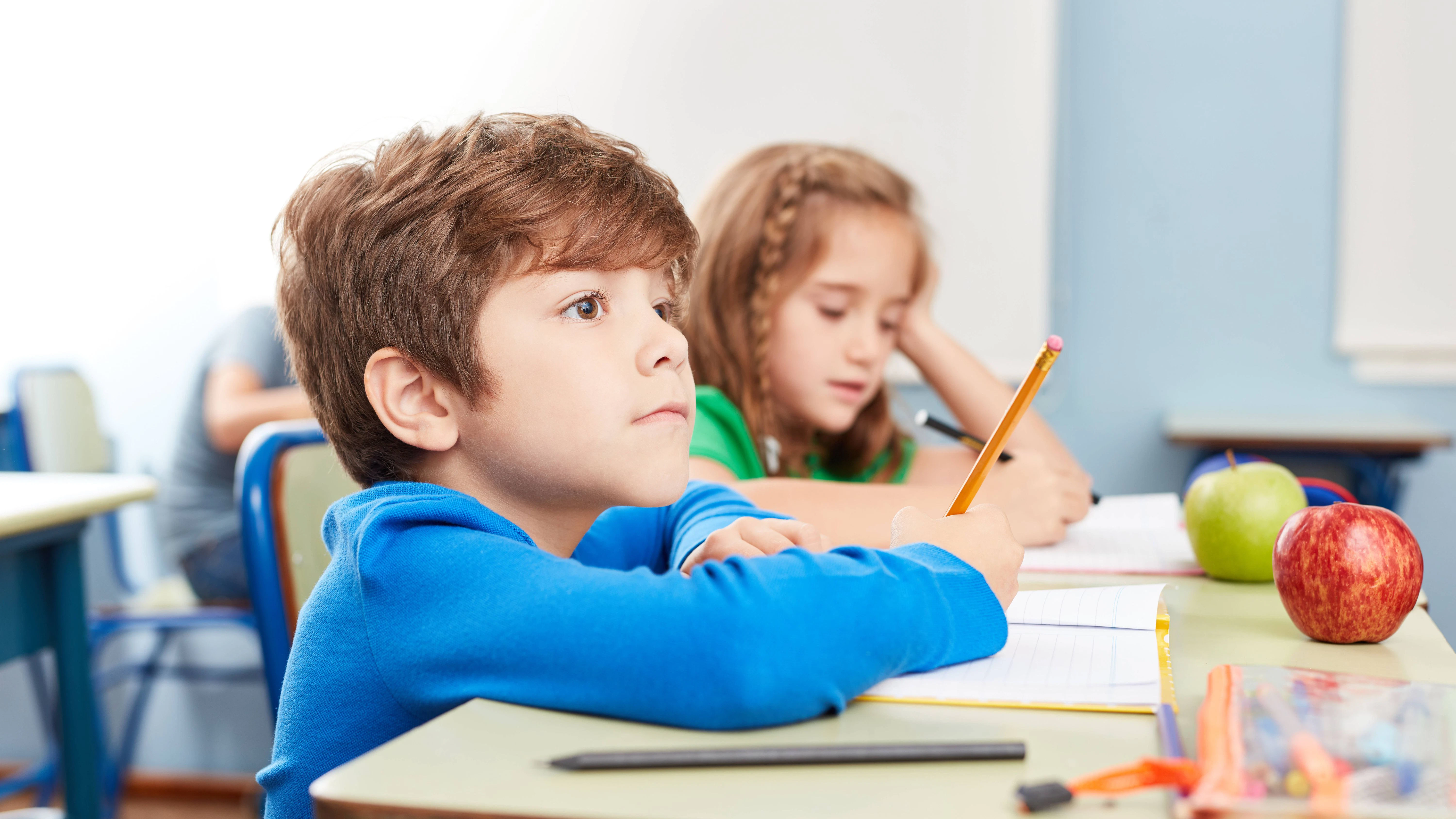 Während die Schüler in der Schule bei einem Diktat auf ihren Plätzen sitzen, soll mit dem Schleichdiktat auch der natürliche Bewegungsdrang der Kinder befriedigt werden.