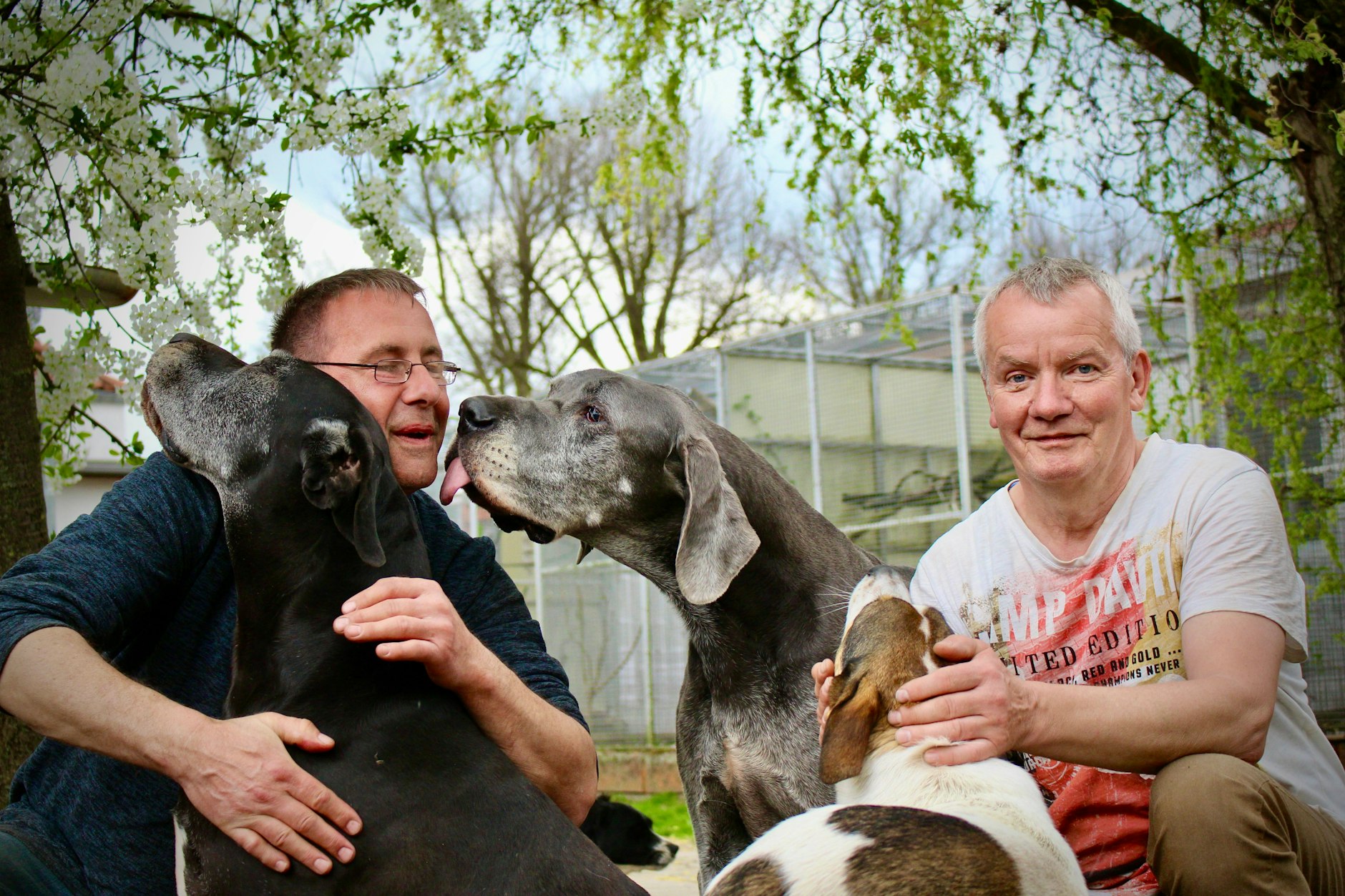 Dirk (l.) ist ein Urberliner, in Mitte groß geworden. Hartmut ist in Anklam aufgewachsen. 1991 trafen sie sich zum ersten Mal. Sich für Tiere einzusetzen, war schon immer eine Gemeinsamkeit. Sie öffneten 2006 den <a href="https://vogelgnadenhof.de/">Vogelgnadenhof und Altenheim für Tiere e.V.</a> in Pankow.