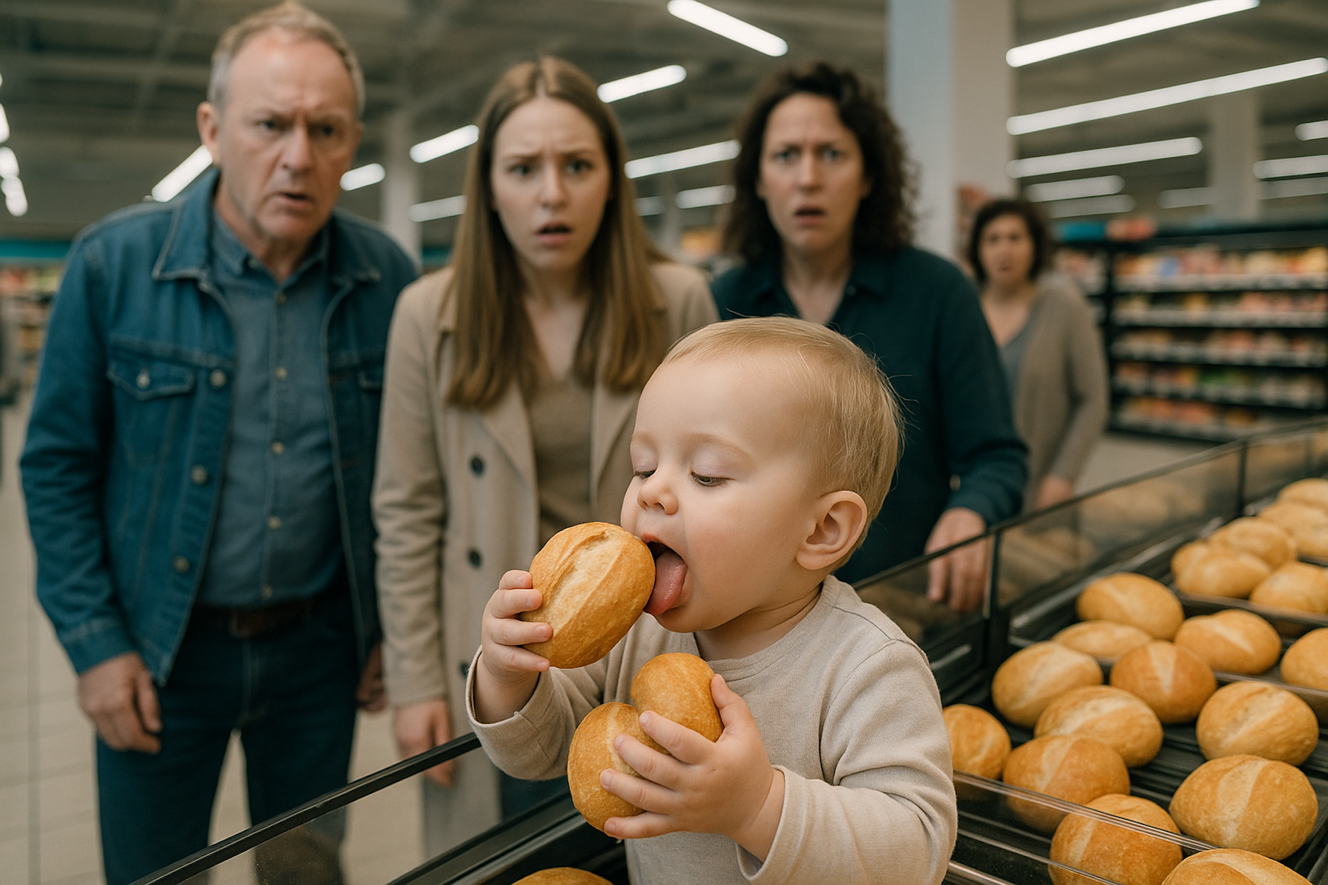 Die Berichte der Supermarktkunden zeigen: Vor allem an der Brötchentheke sollte man kleine Kinder nicht unbeaufsichtigt lassen! Hier ereignen sich regelmäßig Ekel-Vorfälle.