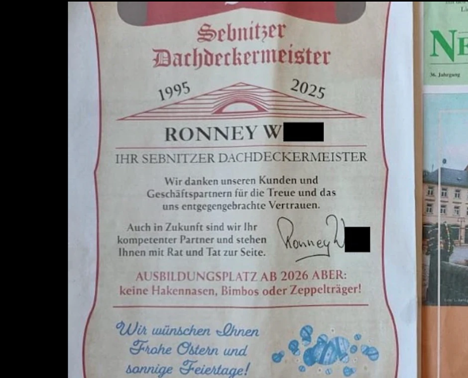 Die Anzeige, die im Amtsblatt erschien, sorgt bundesweit für Entsetzen.