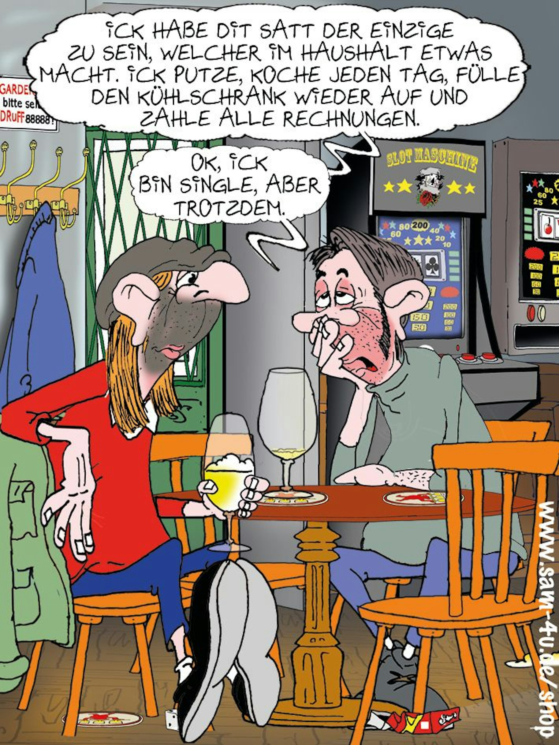 Auch heute haben wir einen Cartoon des Tages für Sie - er hat einen feste Platz in der Rubrik Witz des Tages, kommt von Zeichner Sam Paff aus Berlin.