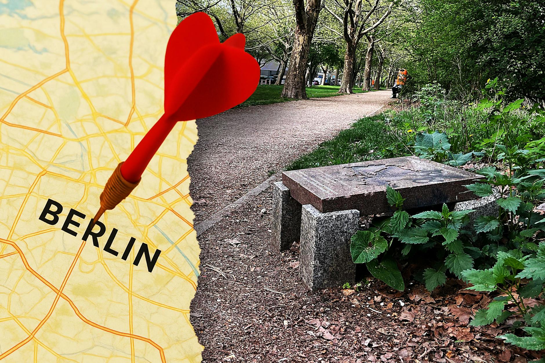Der Mittelpunkt von Berlin - er liegt etwas versteckt in einer Grünanlage in Kreuzberg. Eine Tafel weist vor Ort auf die geheime Attraktion hin.