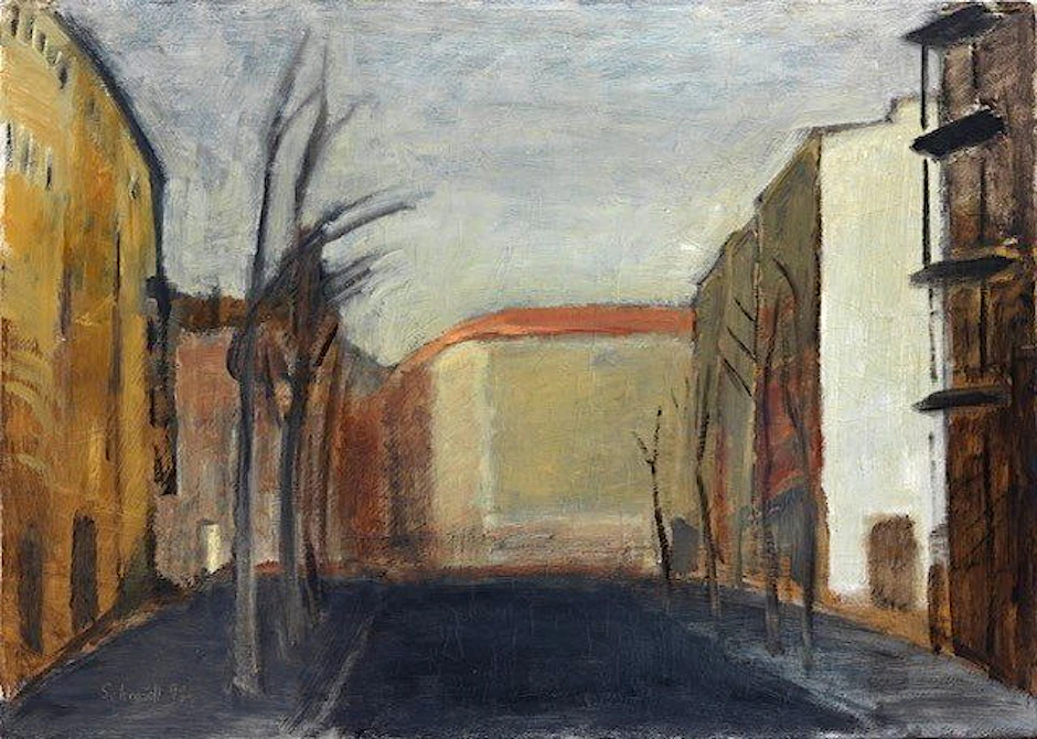 Hans-Otto Schmidt: „Kollwitzstraße“, 1991, Öl auf Leinwand