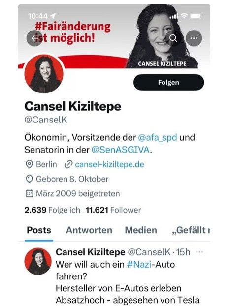 Das ist der fragliche Beitrag im Internet mit dem „Nazi-Auto“-Satz