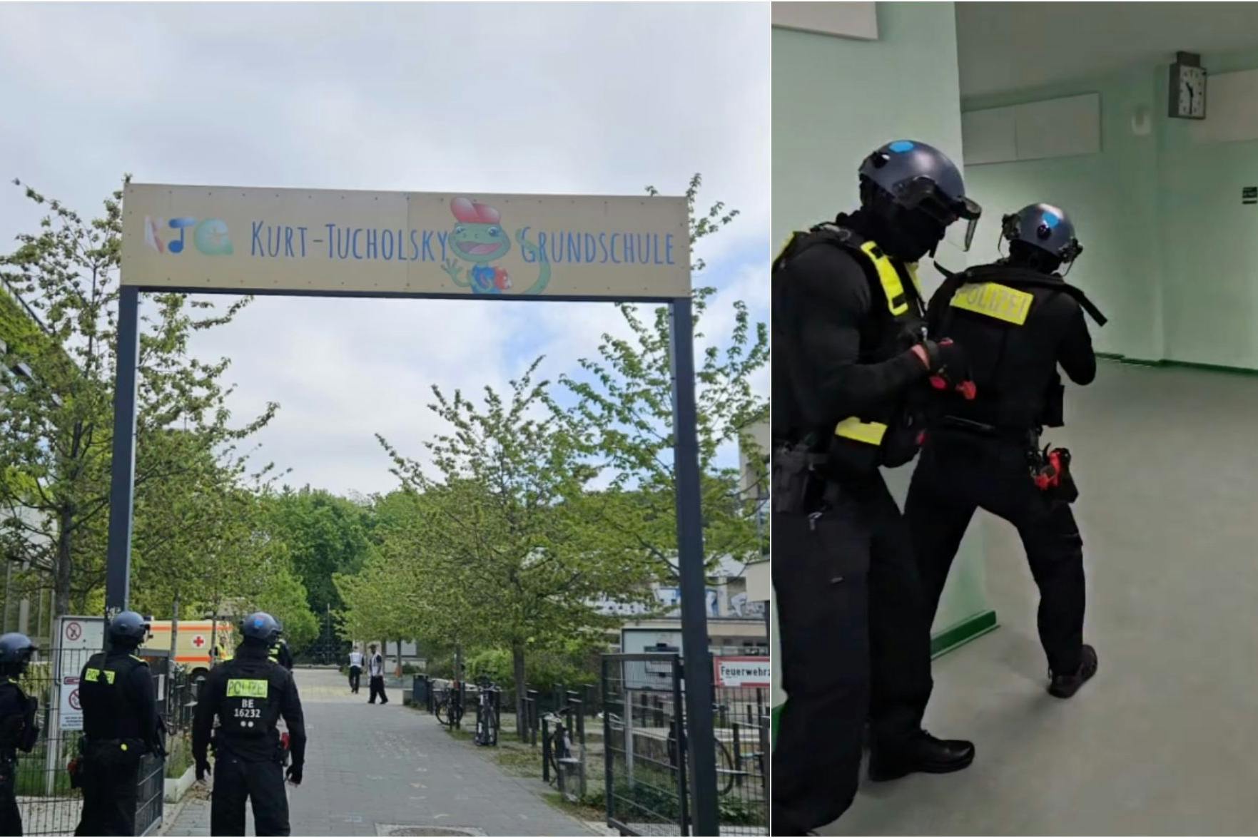 Berliner Polizei mach ein Training für den Ernstfall – Amoklauf in einer Schule.