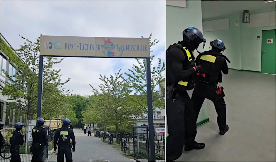 Berliner Polizei mach ein Training für den Ernstfall – Amoklauf in einer Schule.
