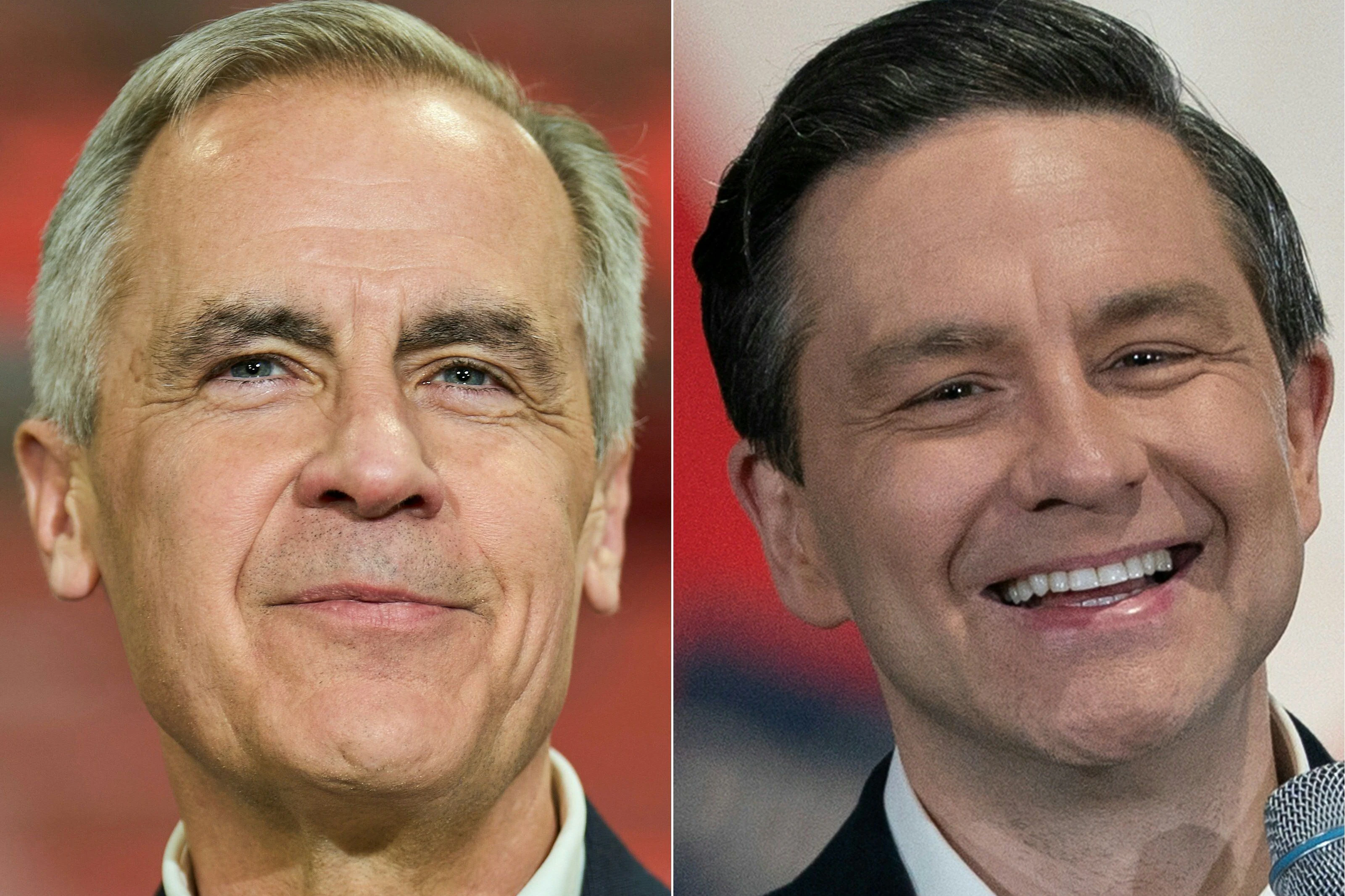 Die Bildkombination zeigt den kanadischen Premierminister und liberalen Parteichef Mark Carney (l.) und den kanadischen konservativen Parteichef Pierre Poilievre.