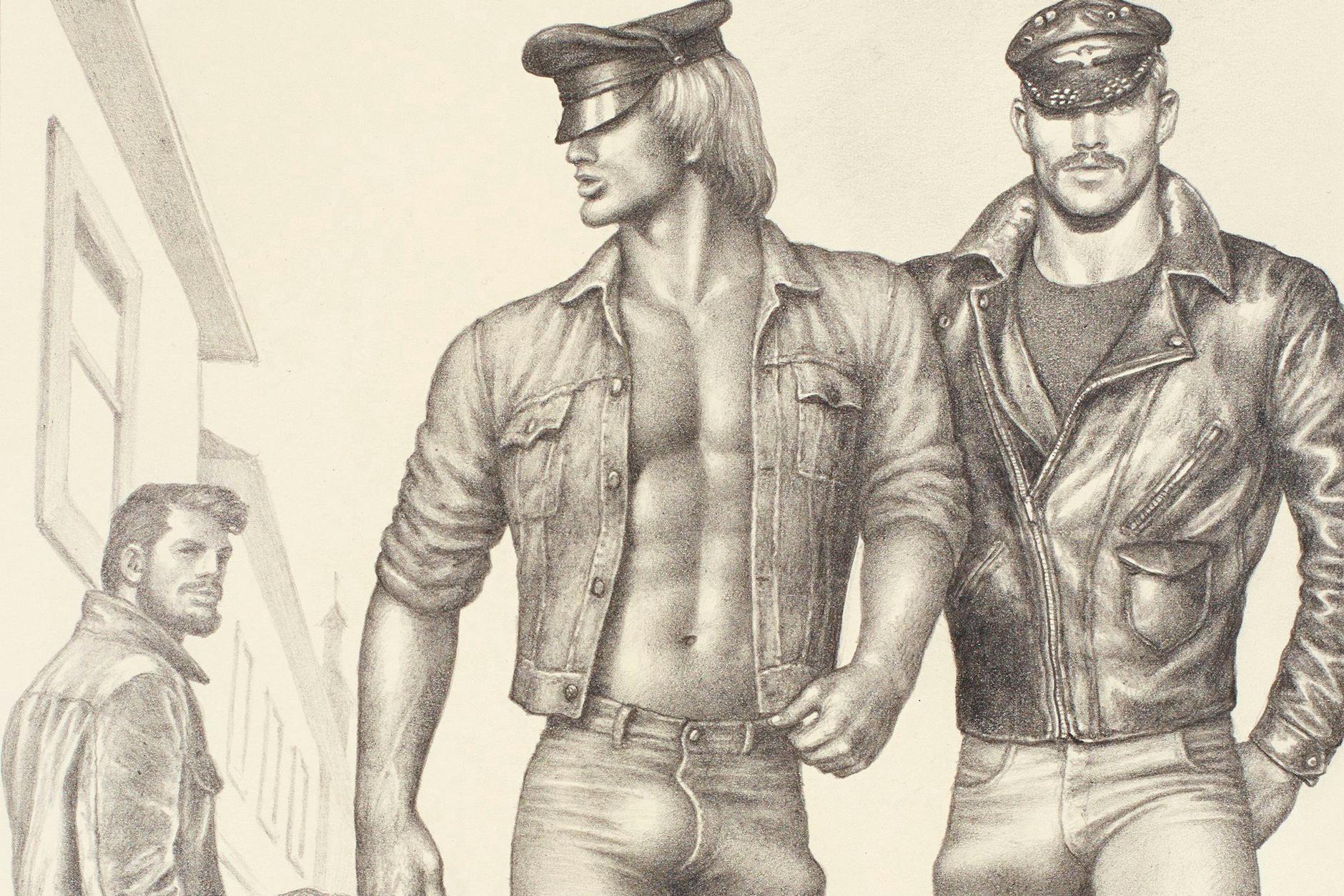 Tom of Finlands „Untitled“ von 1978 zeigt Model und Fotograf Peter Berlin (Mitte)