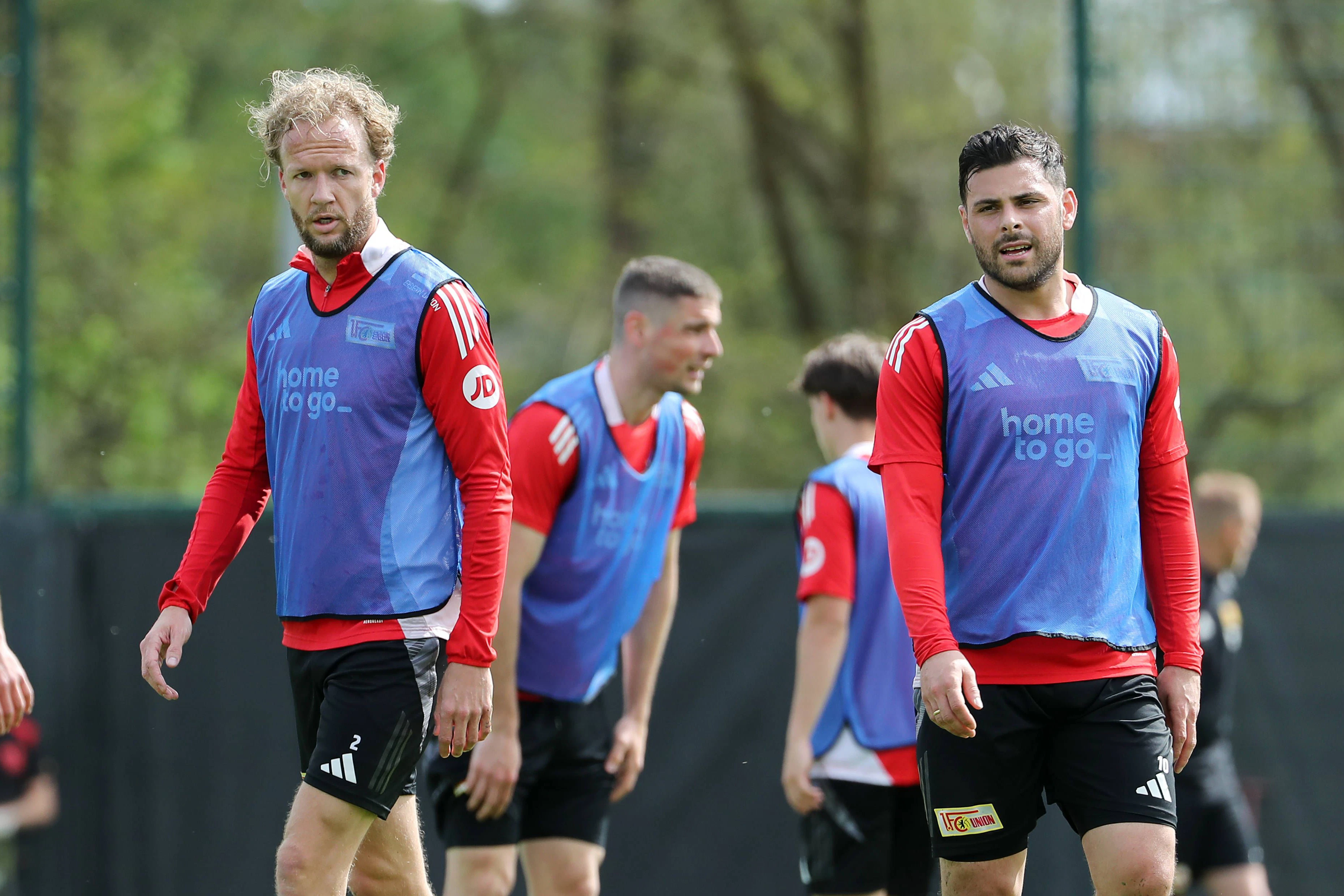 Stürmer Kevin Volland (32, r.) verlässt den 1. FC Union nach der Saison. Die Zukunft von Kevin Vogt (31) ist dagegen offen.