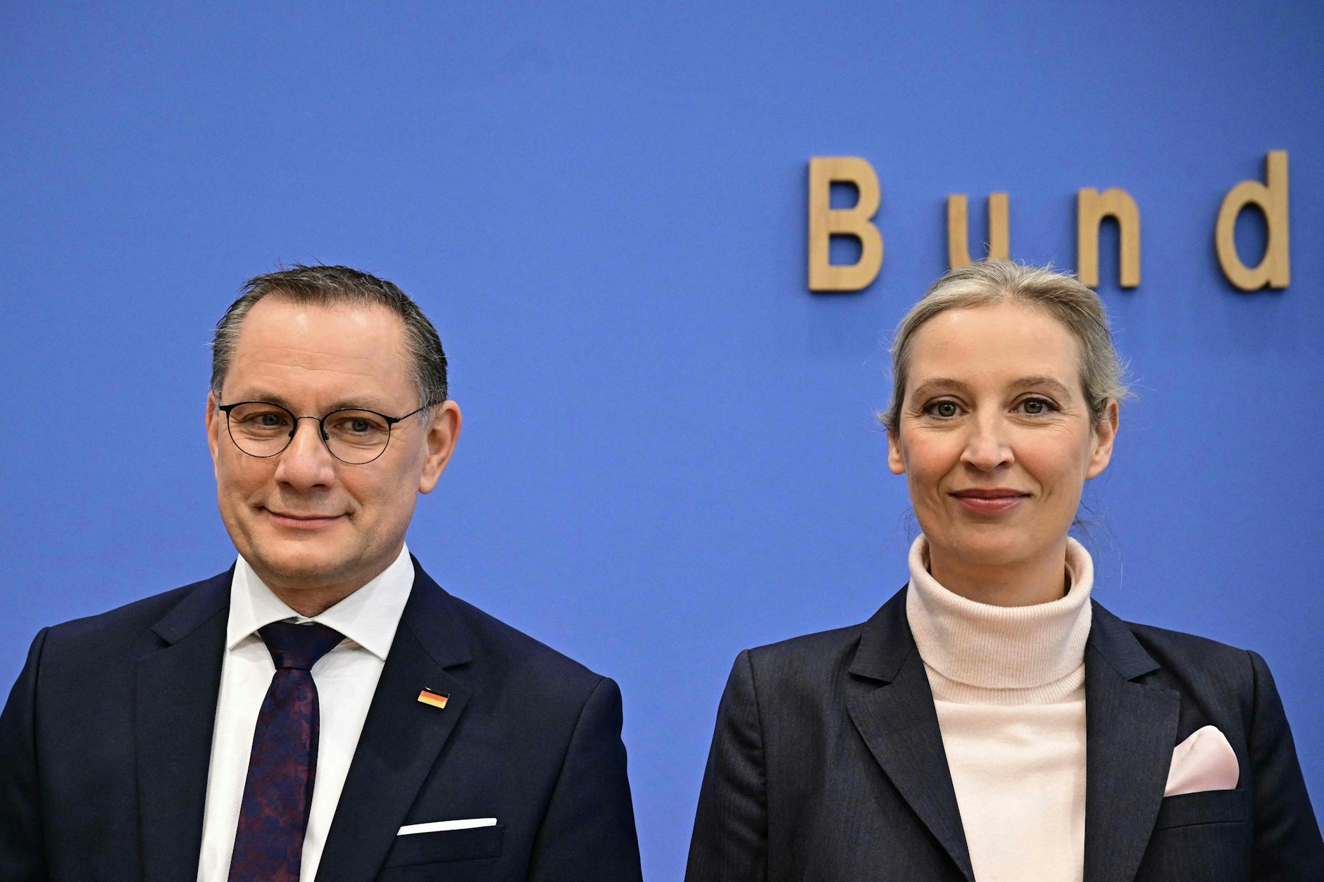 Die Ko-Vorsitzenden der AfD Alice Weidel (r.) und Tino Chrupalla