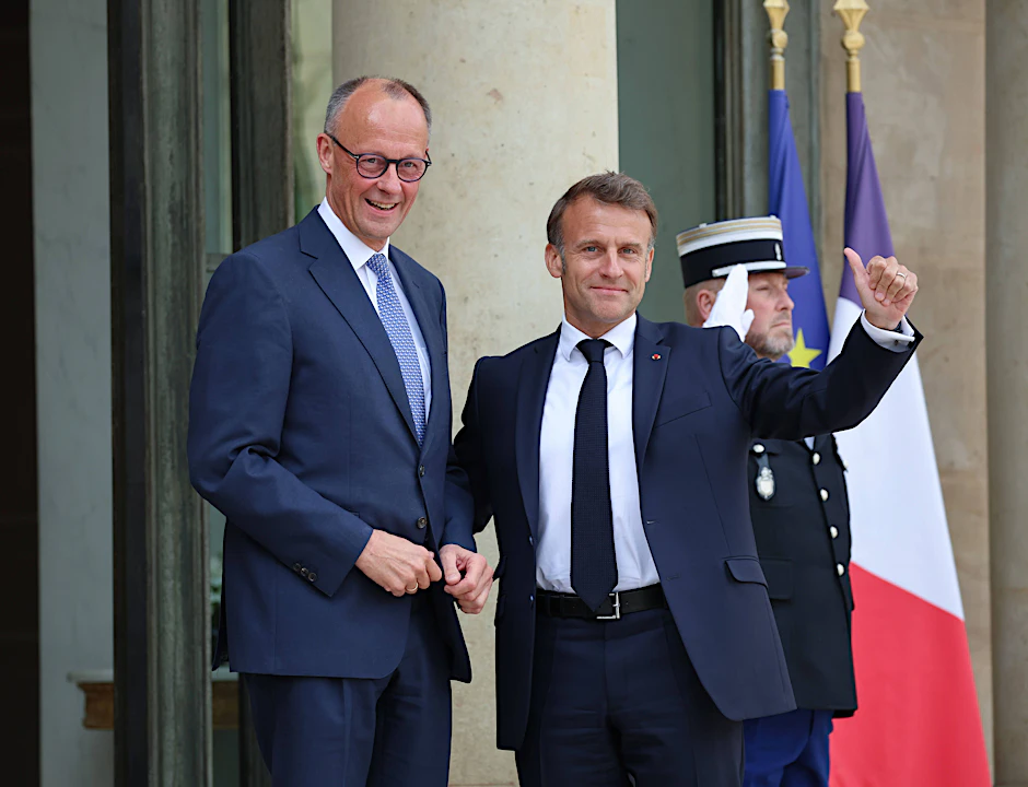 7. Mai 2025: Emmanuel Macron empfängt Bundekanzler Merz in Paris.