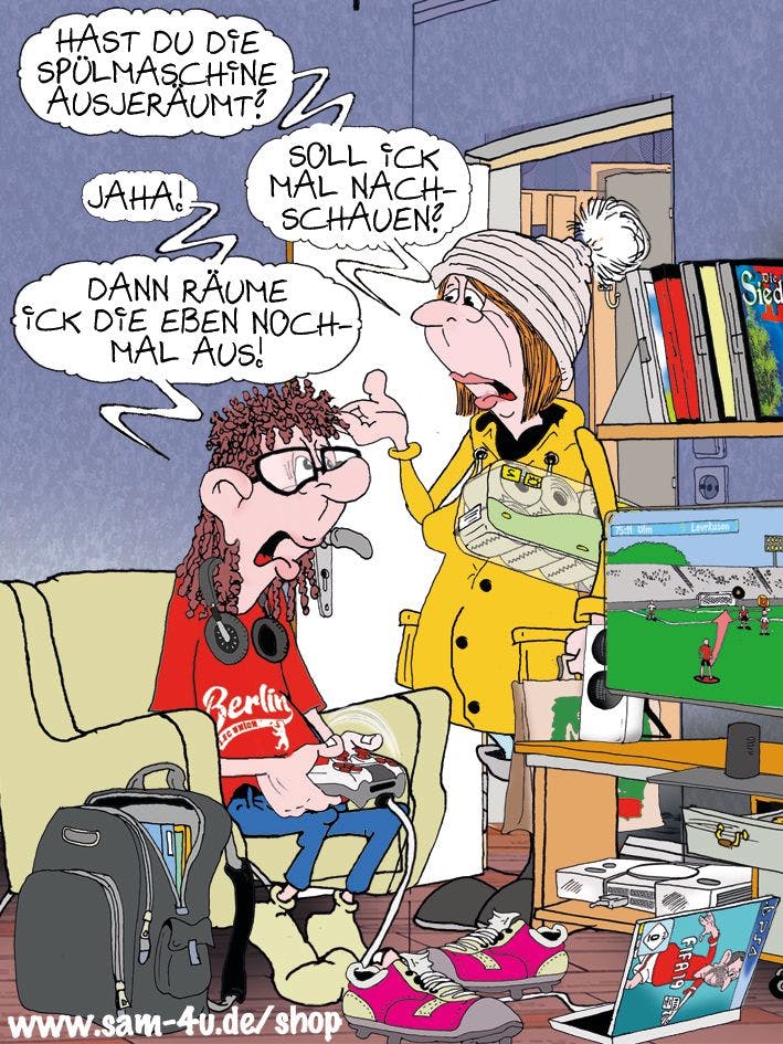 Bereit für den Witz des Tages? Zu unserer lustigen Rubrik gehört auf der Cartoon des Tages von Zeichner Sam Paff aus Berlin.
