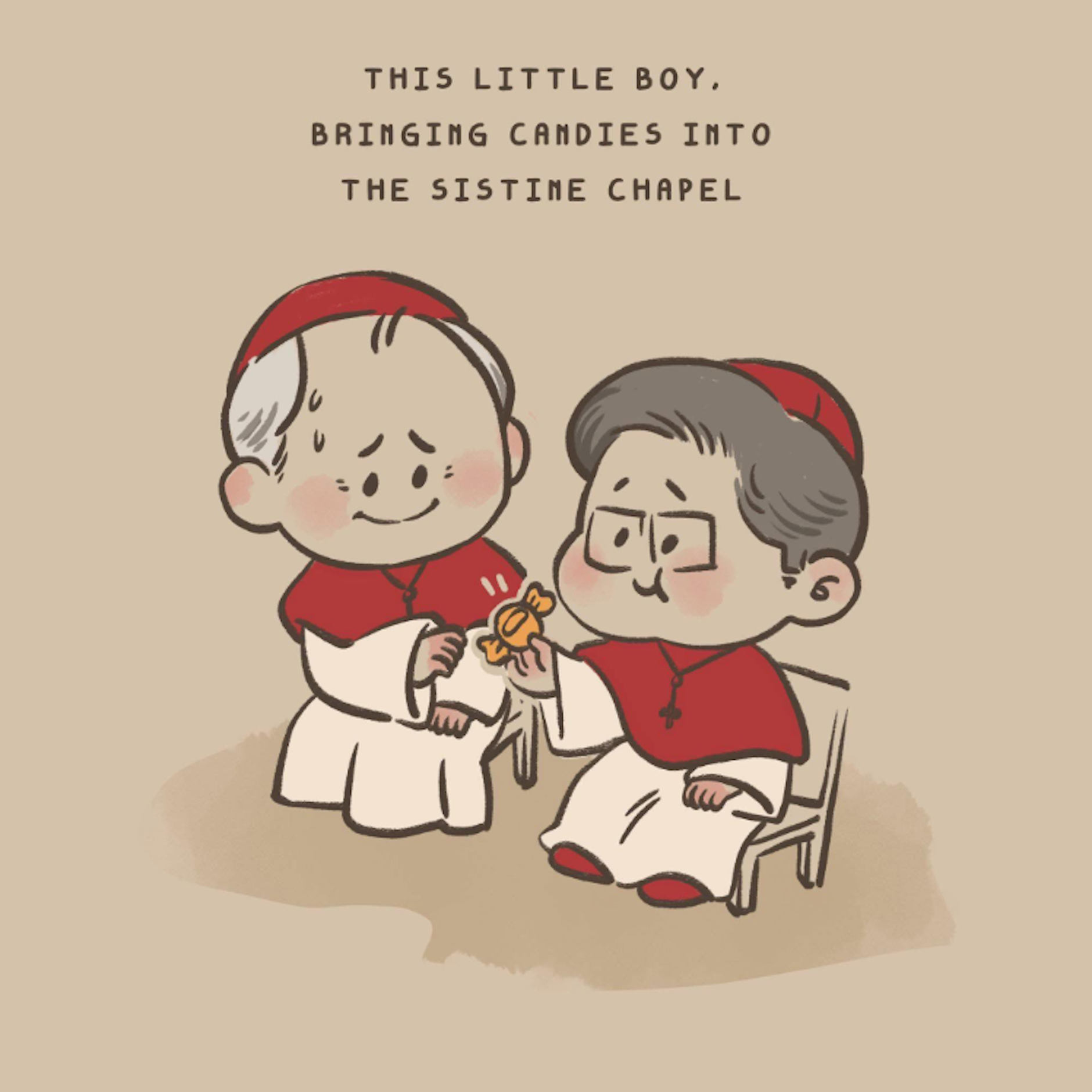 „Dieser kleine Junge. Er bringt Süßigkeiten in die Sixtinische Kapelle“.